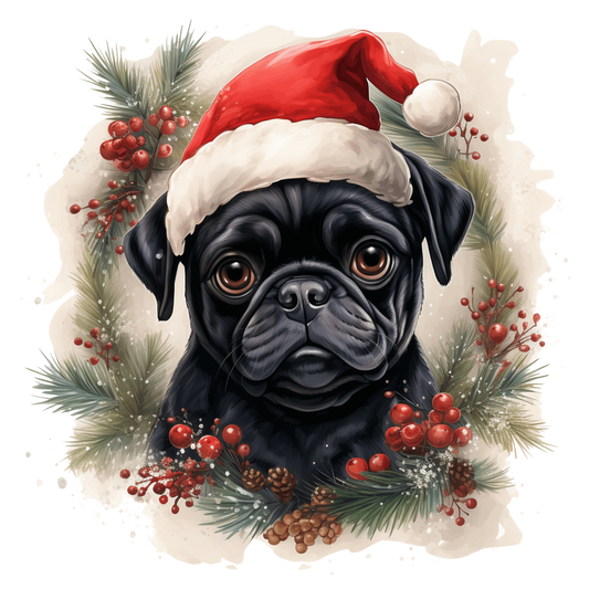 Mops Bügelbild Weihnachten #3