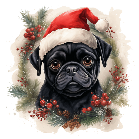 Mops Bügelbild Weihnachten #3