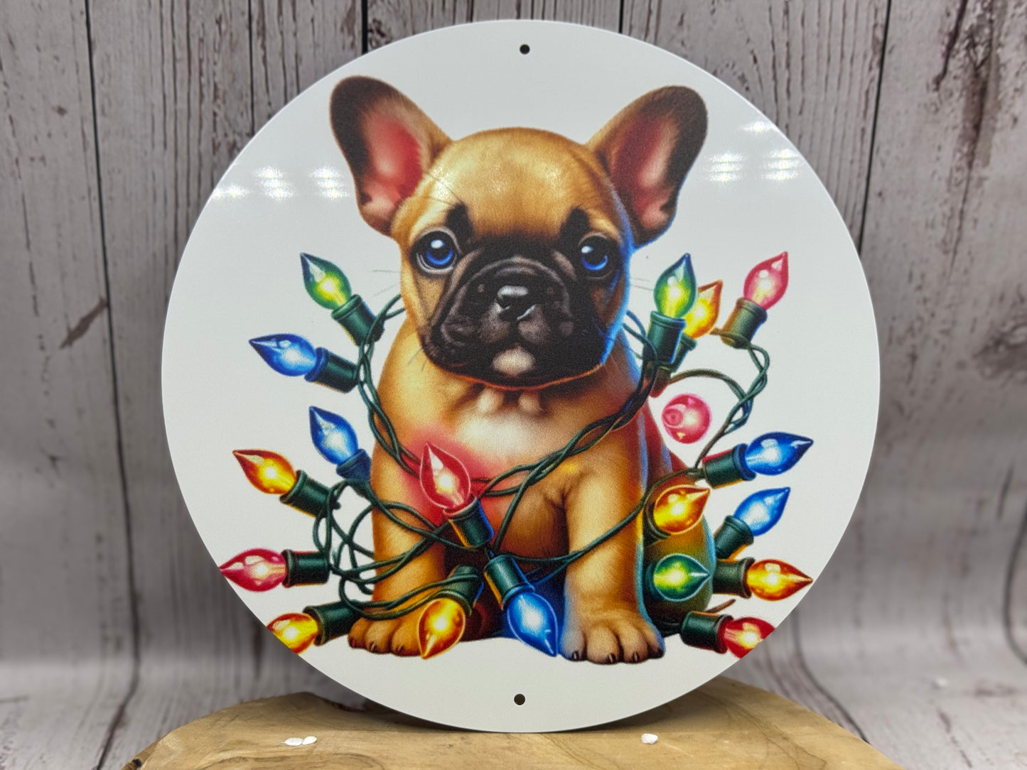 Französische Bulldogge Türschild / Dekoschild / Blechschild Weihnachten #164 - Sale