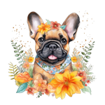 Französische Bulldogge Bügelbild Floral #13