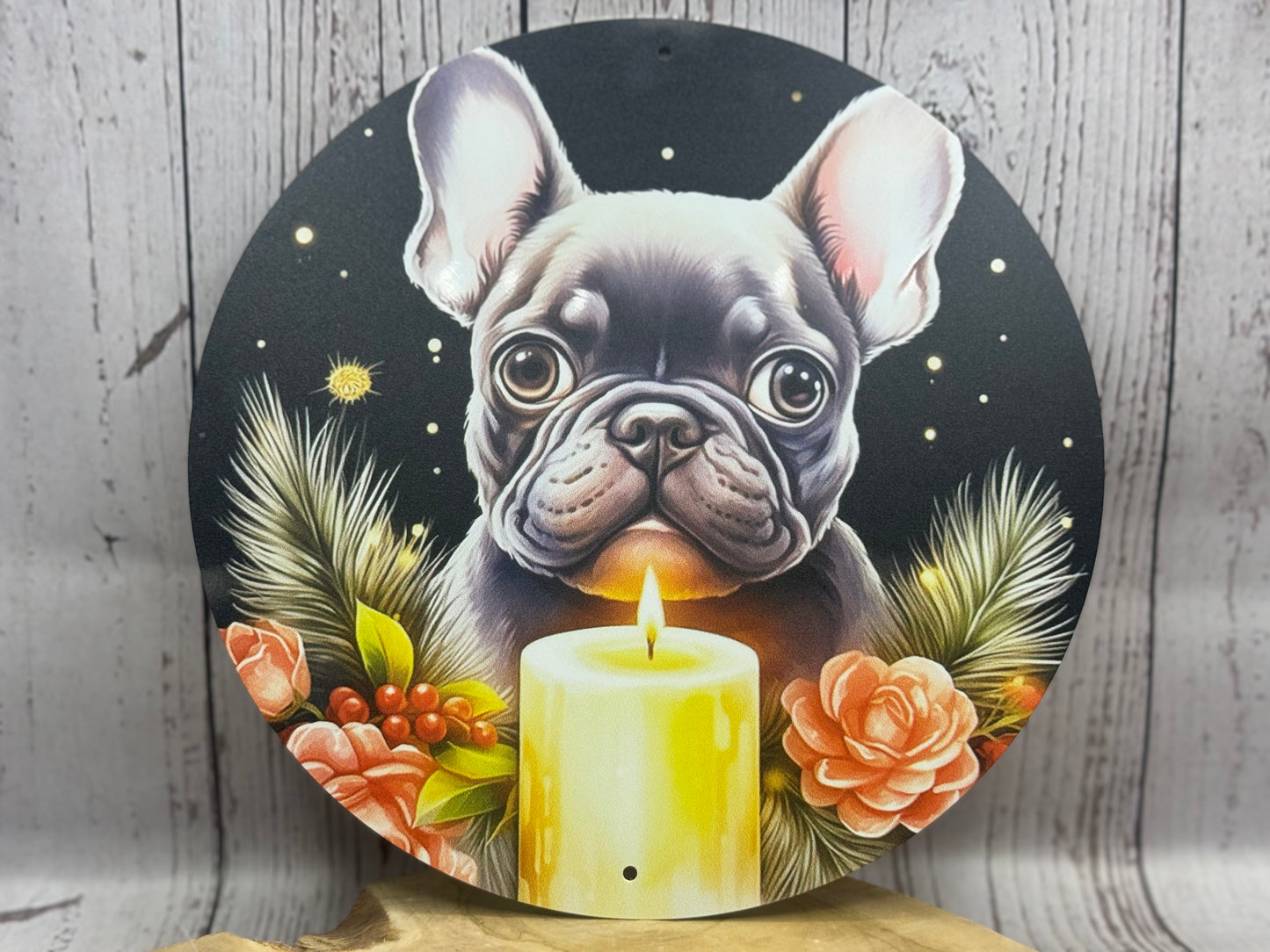 Französische Bulldogge Türschild / Dekoschild / Blechschild Weihnachten #159 - Sale