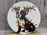 Französische Bulldogge Türschild / Dekoschild / Blechschild Weihnachten