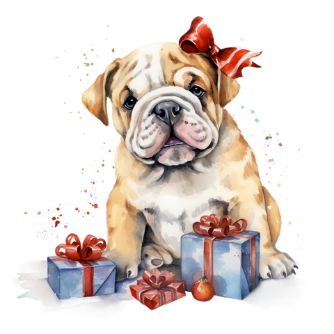 Englische Bulldogge Bügelbild Weihnachten #16