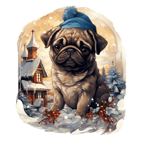 Mops Bügelbild Weihnachten #9