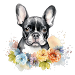 Französische Bulldogge Bügelbild Floral #10