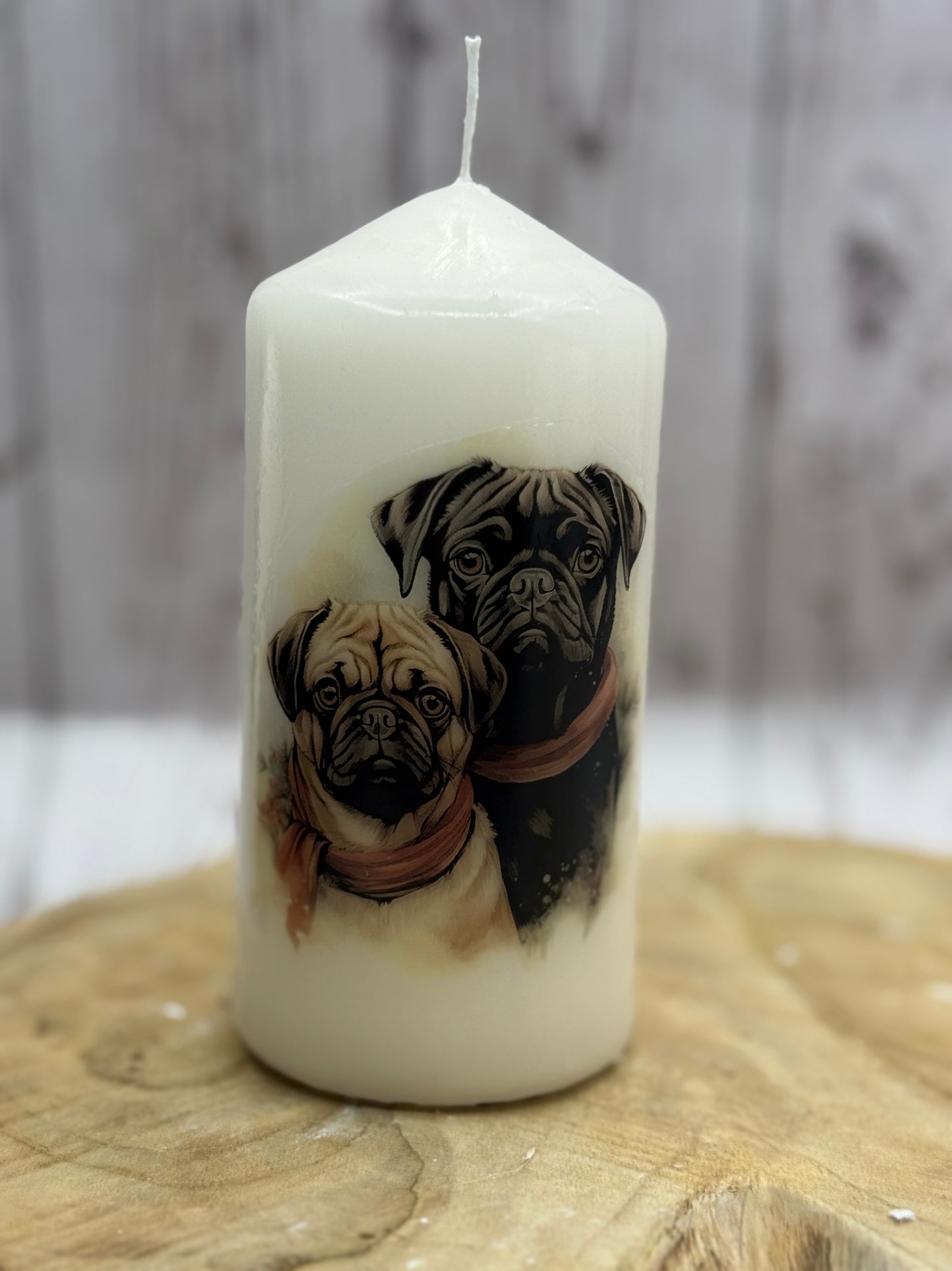 Mops Kerze / Stumpenkerze Weihnachten #2