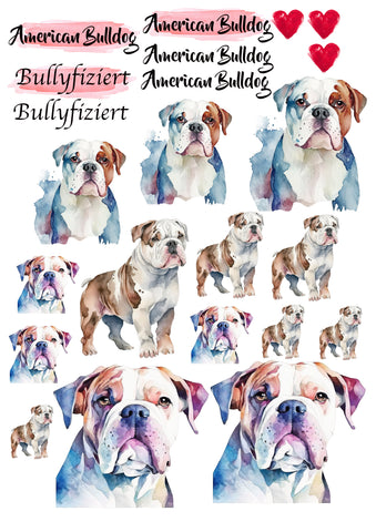 American Bulldog Wasserschiebefolie / Kerzentattoos