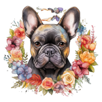 Französische Bulldogge Bügelbild Floral #12