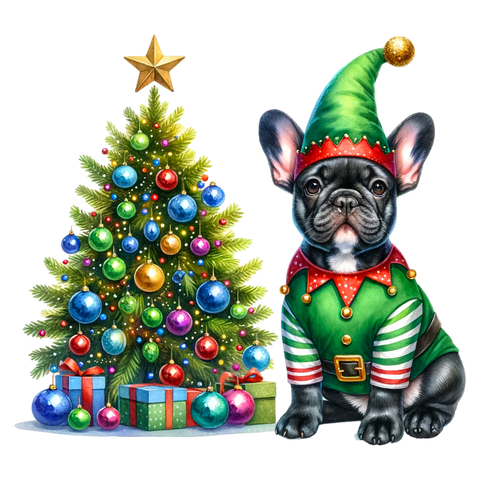 Französische Bulldogge Bügelbild Weihnachten #38