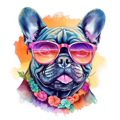 Französische Bulldogge Bügelbild Watercolor #17