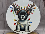 Französische Bulldogge Türschild / Dekoschild / Blechschild Weihnachten