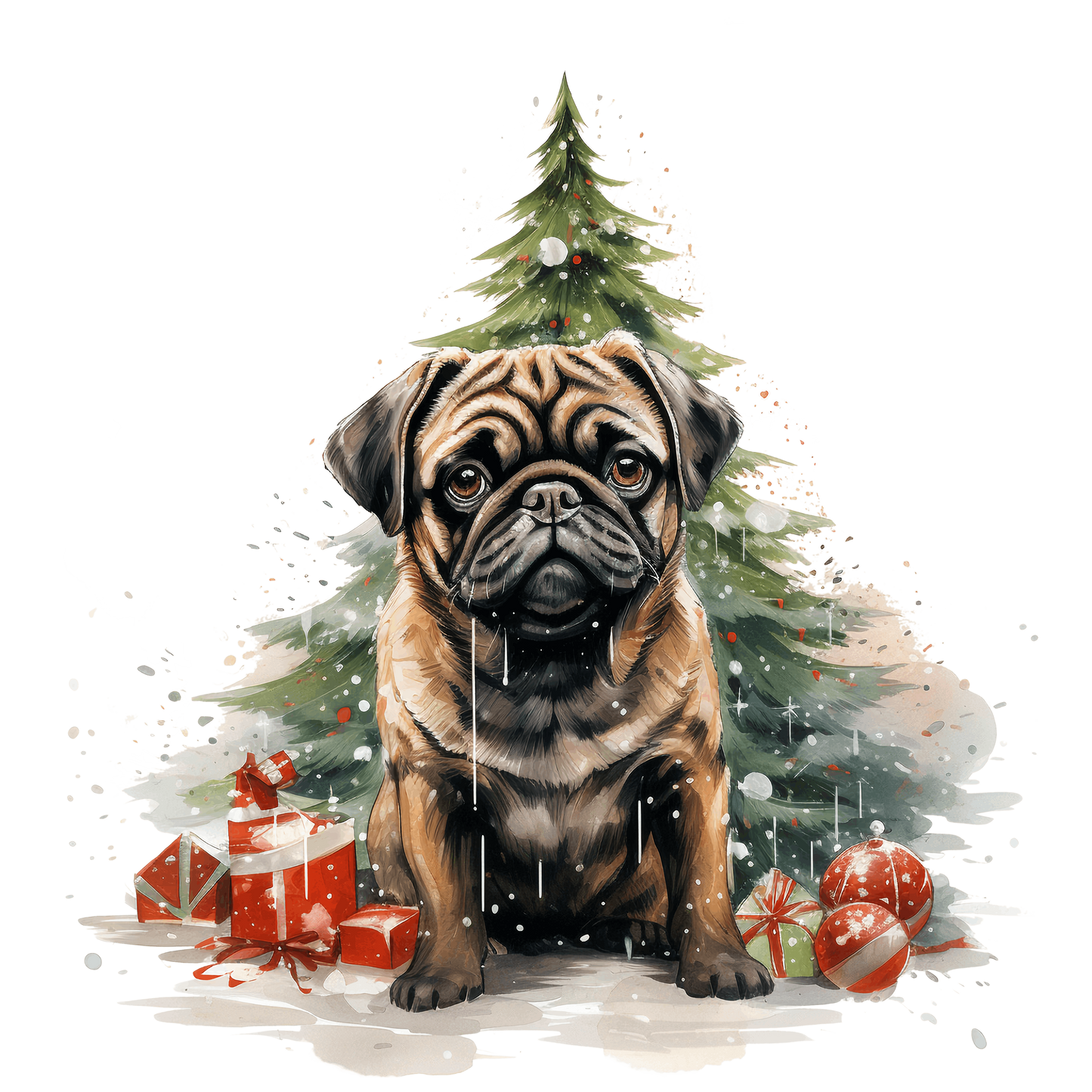 Mops Bügelbild Weihnachten #29