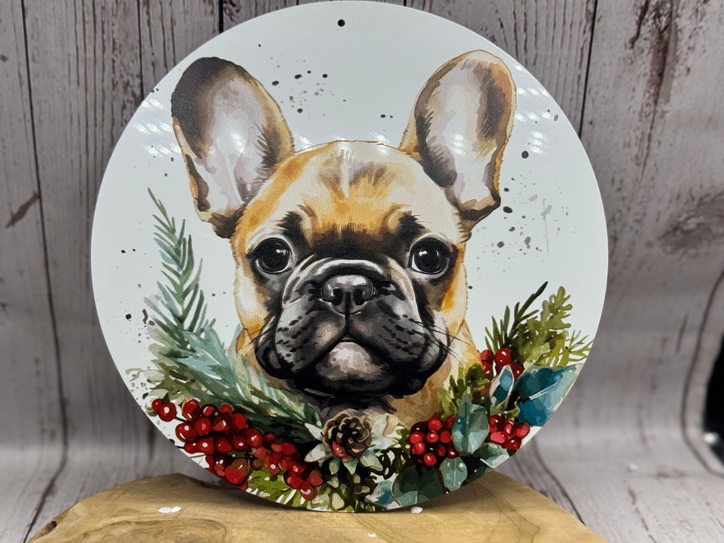 Französische Bulldogge Türschild / Dekoschild / Blechschild Weihnachten #163 - Sale