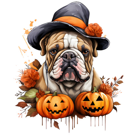 Englische Bulldogge Bügelbild Halloween #6