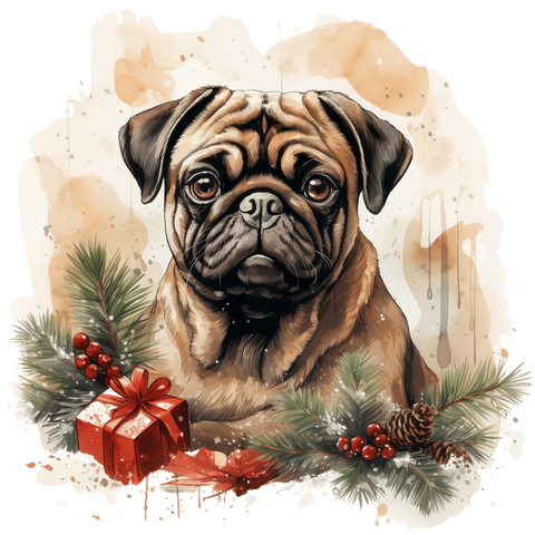 Mops Bügelbild Weihnachten #2