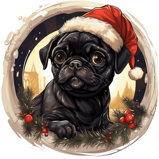 Mops Bügelbild Weihnachten #14