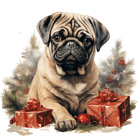 Mops Bügelbild Weihnachten #30