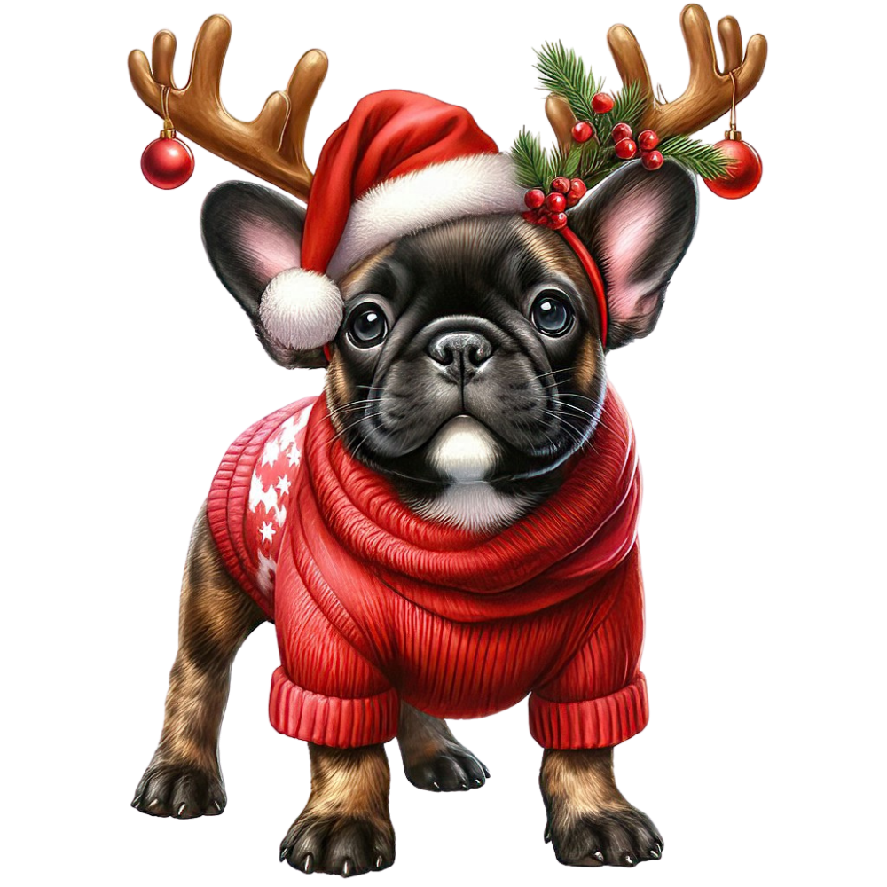 Französische Bulldogge Bügelbild Weihnachten #147