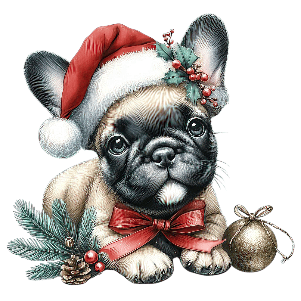 Französische Bulldogge Bügelbild Weihnachten #149