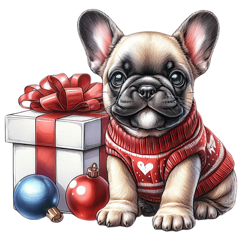 Französische Bulldogge Bügelbild Weihnachten #150