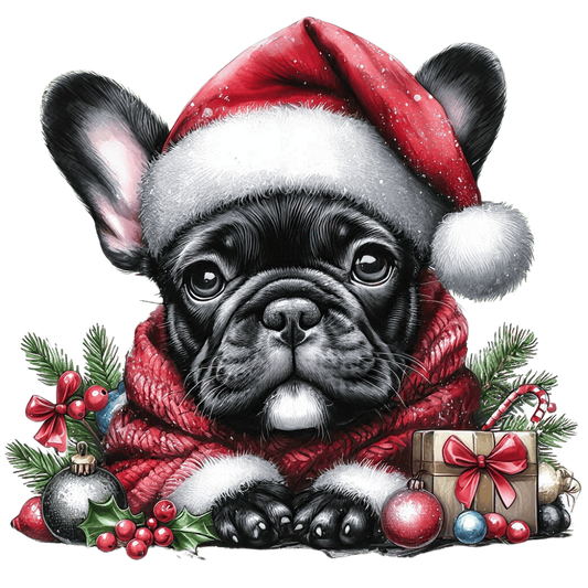 Französische Bulldogge Bügelbild Weihnachten #151