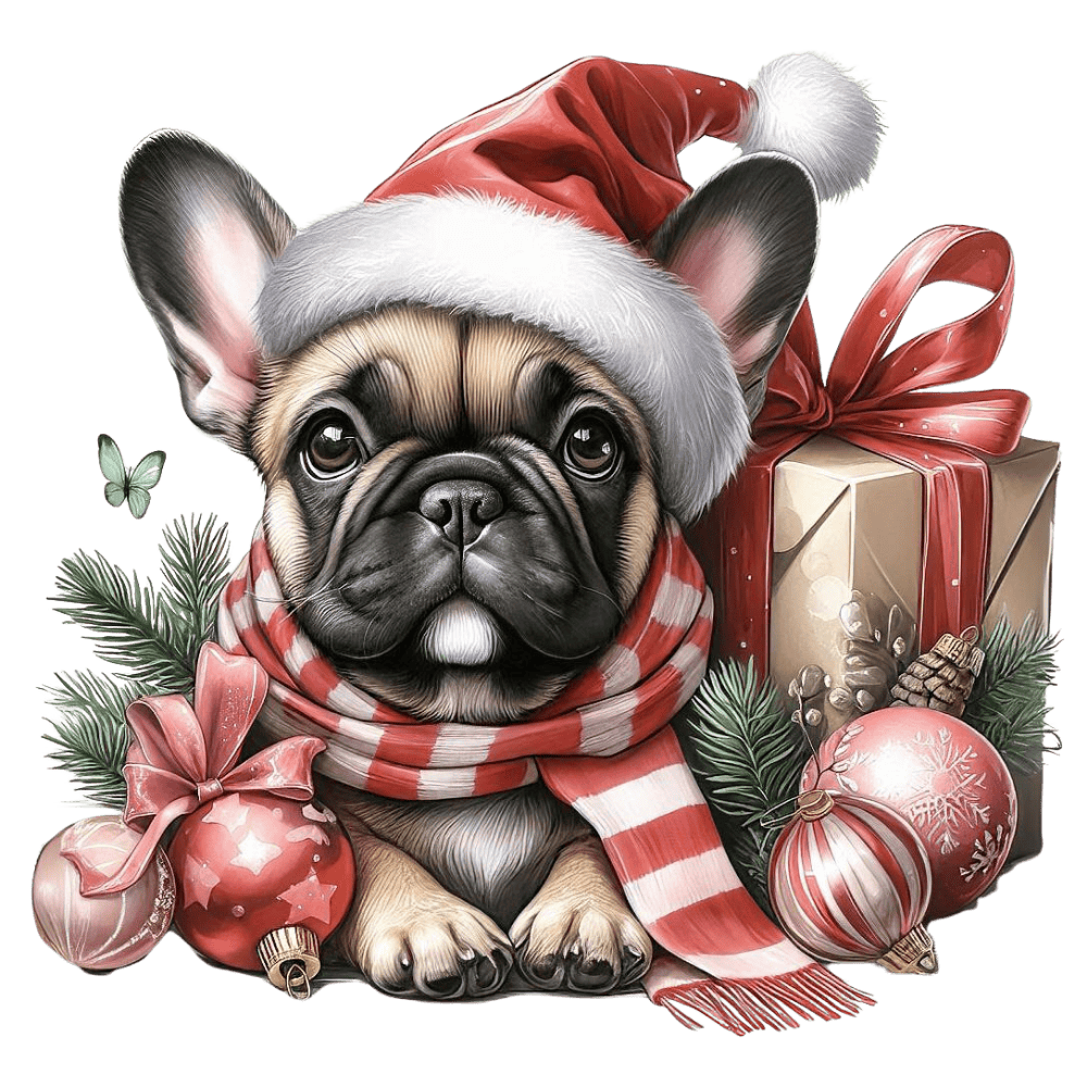 Französische Bulldogge Bügelbild Weihnachten #152