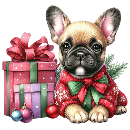 Französische Bulldogge Bügelbild Weihnachten #155