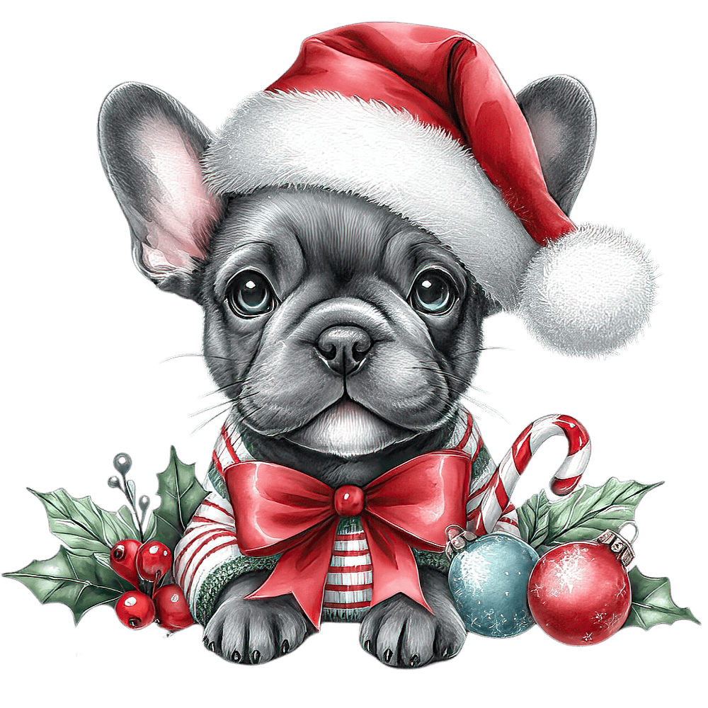 Französische Bulldogge Bügelbild Weihnachten #158