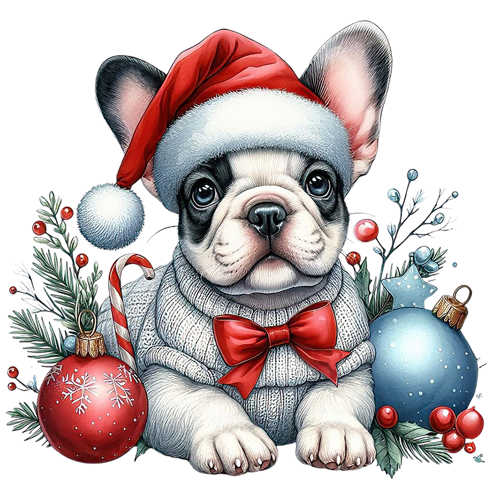 Französische Bulldogge Bügelbild Weihnachten #143