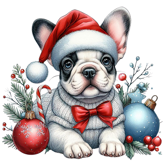 Französische Bulldogge Bügelbild Weihnachten #143