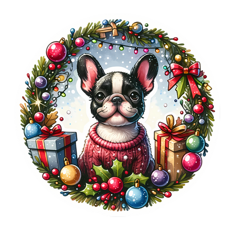 Französische Bulldogge Bügelbild Weihnachten #72