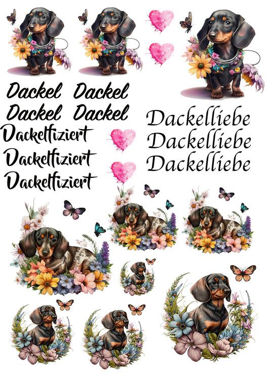 Dackel Wasserschiebefolie / Kerzentattoos #1