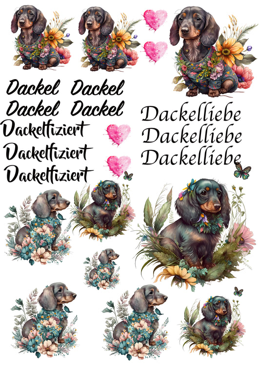 Dackel Wasserschiebefolie / Kerzentattoos #3