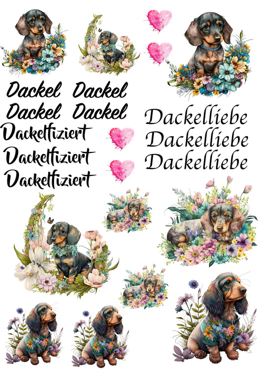 Dackel Wasserschiebefolie / Kerzentattoos #2