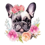 Französische Bulldogge Bügelbild Floral #5