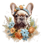 Französische Bulldogge Bügelbild Floral #9