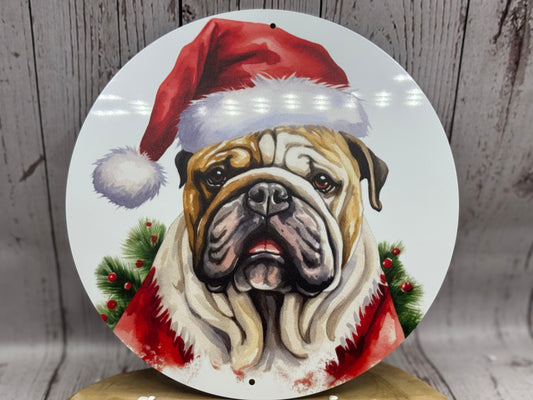 Englische Bulldogge Türschild / Dekoschild / Blechschild Weihnachten #8 - Sale