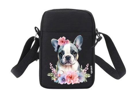Französische Bulldogge Tasche / Umhängetasche Floral