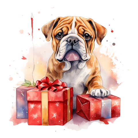 Englische Bulldogge Bügelbild Weihnachten #5