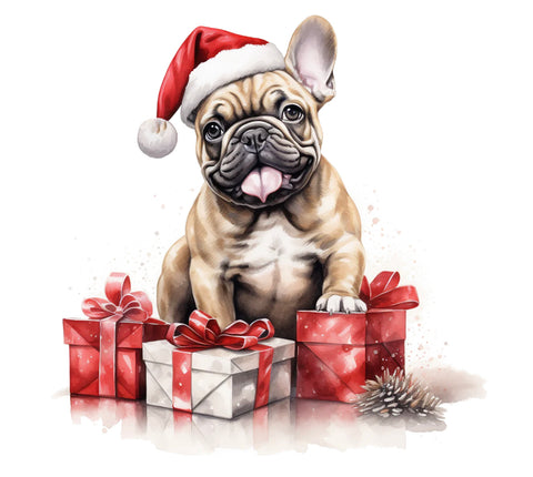 Französische Bulldogge Bügelbild Weihnachten #25