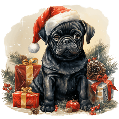 Mops Bügelbild Weihnachten #1