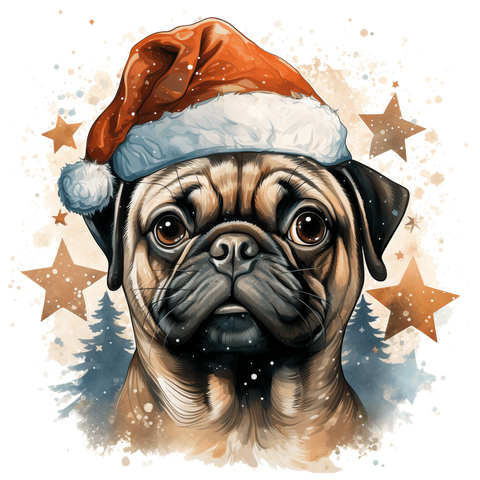 Mops Bügelbild Weihnachten #18