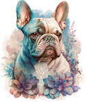 Französische Bulldogge Bügelbild Floral #27