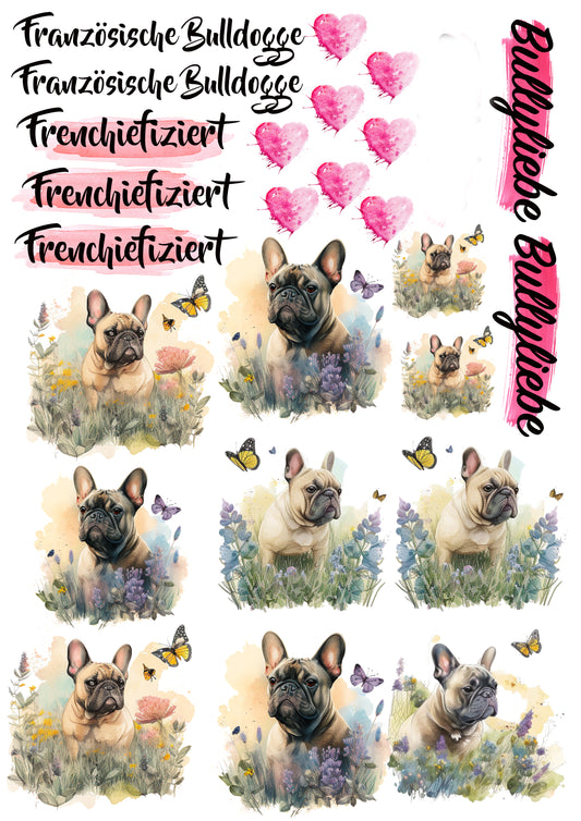 Französische Bulldogge Wasserschiebefolie / Kerzentattoos #15