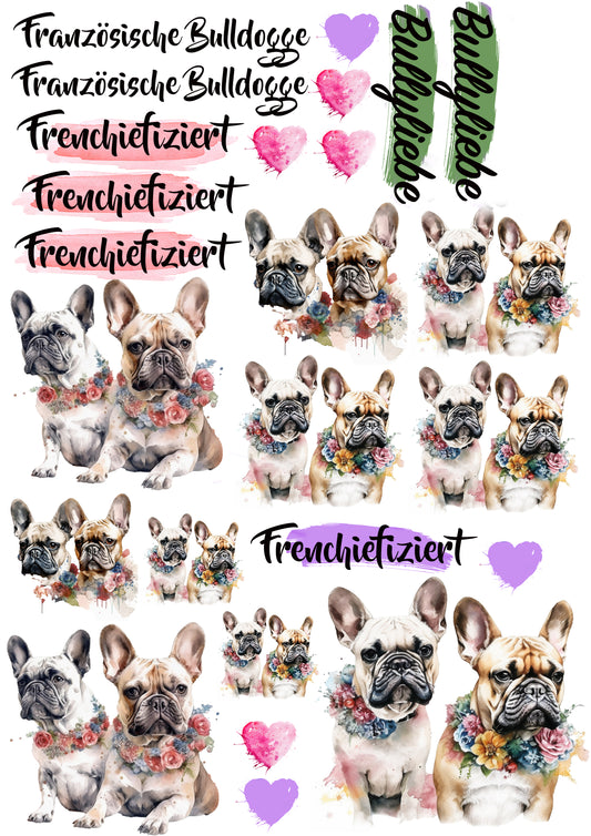 Französische Bulldogge Wasserschiebefolie / Kerzentattoos #2