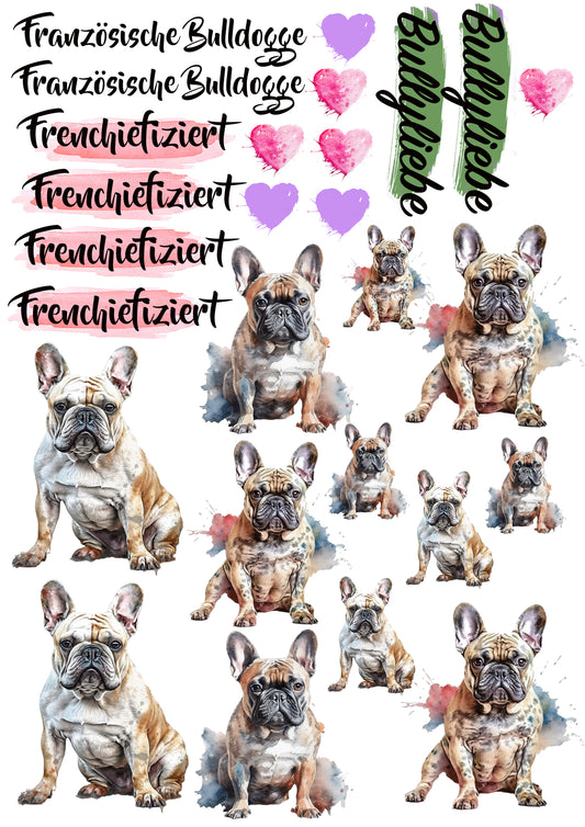 Französische Bulldogge Wasserschiebefolie / Kerzentattoos #14