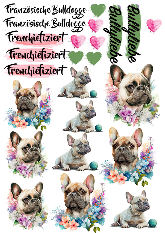 Französische Bulldogge Wasserschiebefolie / Kerzentattoos #8