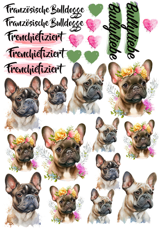 Französische Bulldogge Wasserschiebefolie / Kerzentattoos #1