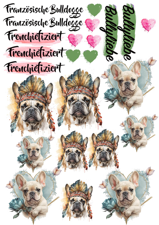 Französische Bulldogge Wasserschiebefolie / Kerzentattoos #26