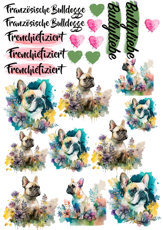 Französische Bulldogge Wasserschiebefolie / Kerzentattoos #22